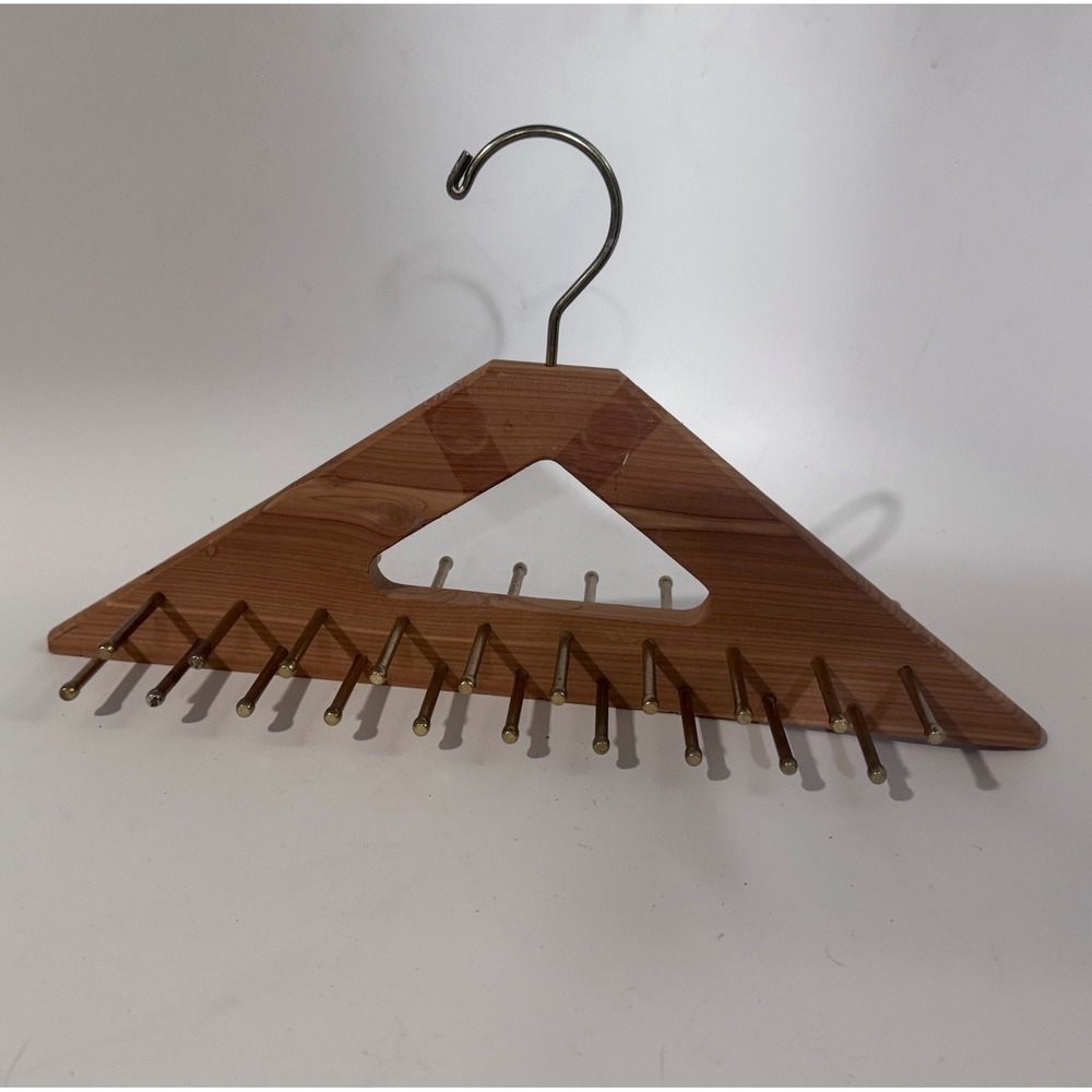Woodlore Tie Hanger Cedar 40 Pegs Brass Wood Closet Organizer Rack Tidy Home